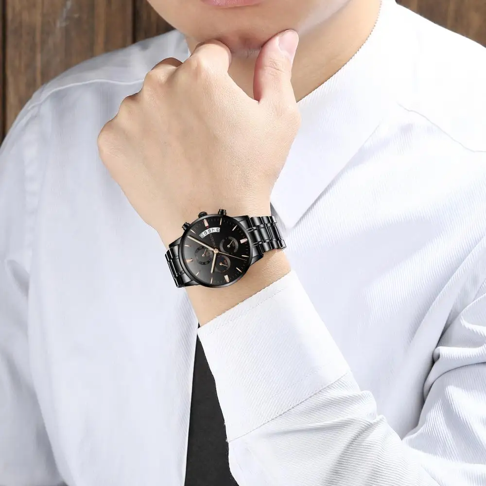 

FNGEEN luxury Quartz Watch Men Leather Watches mens Sport WristWatch montre homme Waterproof Fashion Luminous relogio masculino
