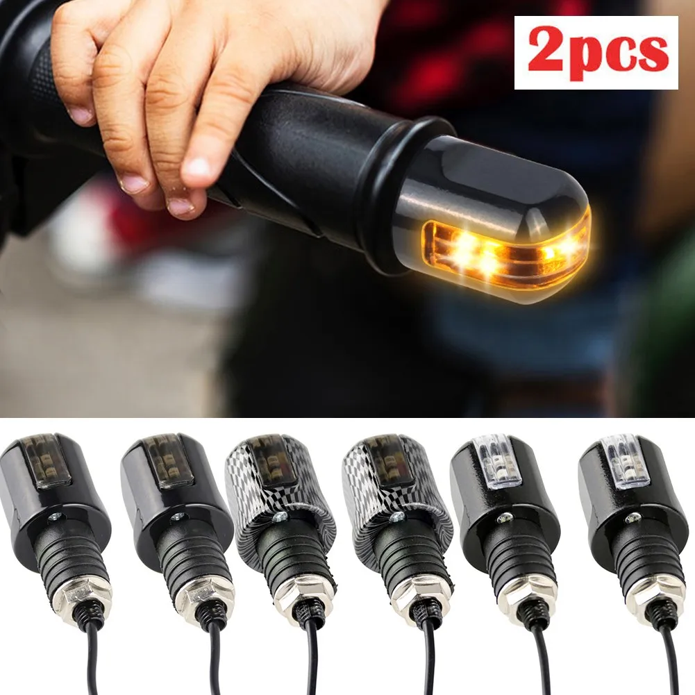 

1 Pair Motorcycle Turn Signals Lilghts 22mm Handlebar End LED Steering Light Grip Indicator Lamps Directional Accessories