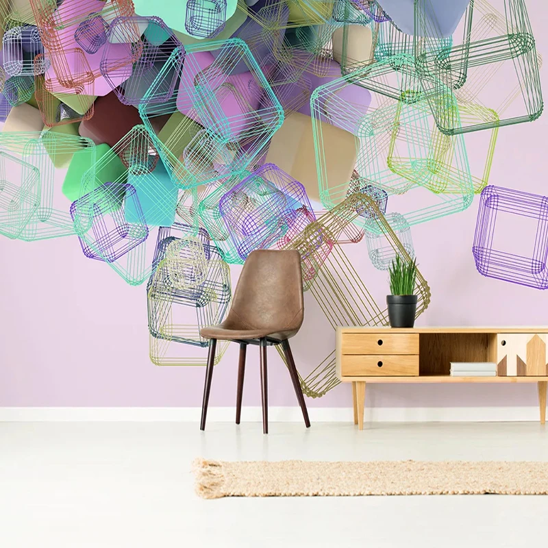

Custom Mural Wall paper Modern Abstract Geometric Children Room Bedroom Bedside Wall Decoration Painting Wallpaper For Walls 3D
