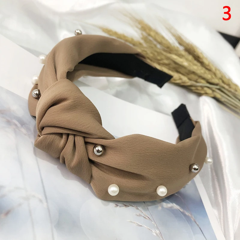 

Fashion Wide Side Hairband Lovely Turban Head Band Pearl Hair Accessories Fresh Women Hair Hoop Striped Hair Bands