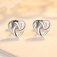 exquisite fashion simple hollow heart stud earrings 925 standard silver earrings girls daily hypoallergenic earrings jewelry