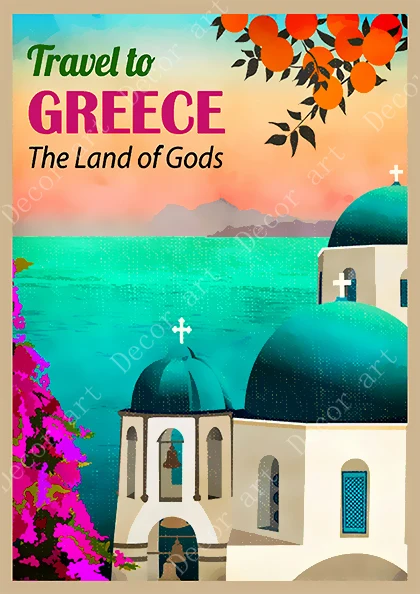 Путешествия в Грецию остров Санторини холст живопись винтажные настенные