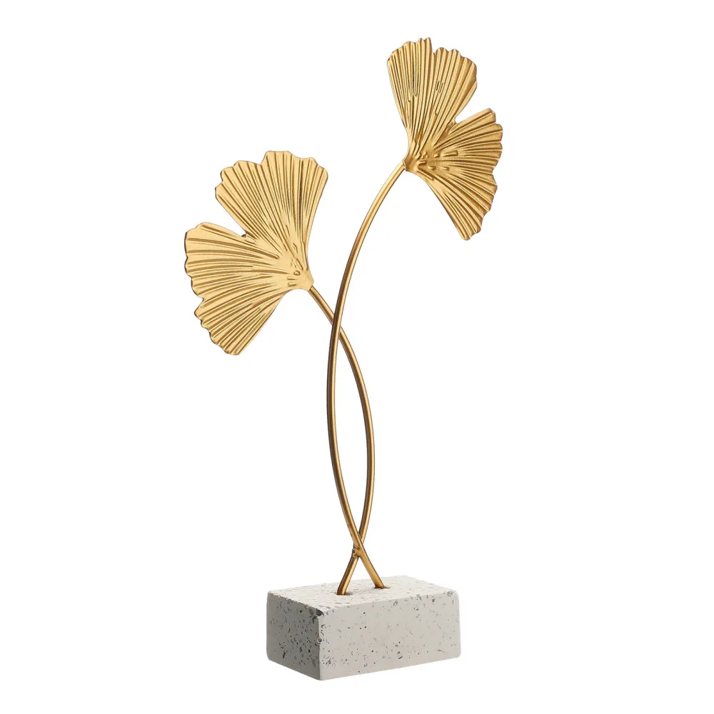 

Modern home decoration office accessories for living room piecies home decor statues Leaves Statue miniature metal Ornaments