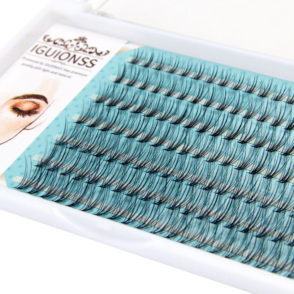 

IGUIONSS Individual Lashes Cluster Lashes Fishtail Design 8-14mm Mixed Pack C Curl 0.07mm Thickness Premade Fans Eyelash