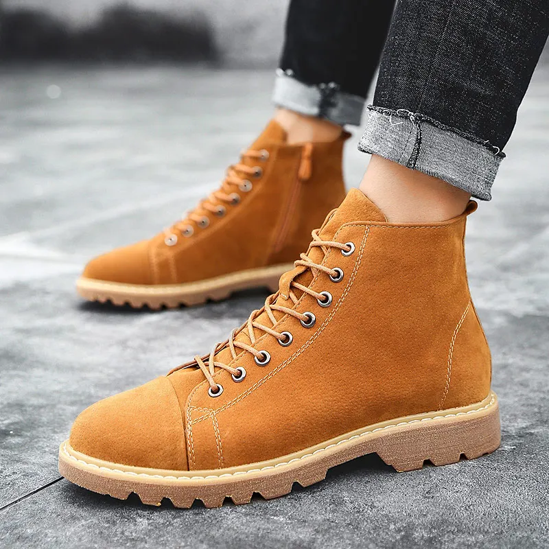 Мужские кожаные ботинки Dr Martins Martens; Зимние ботильоны; Безопасная рабочая обувь; botas hombre Zapatos De Seguridad Safty; обувь размера плюс 48