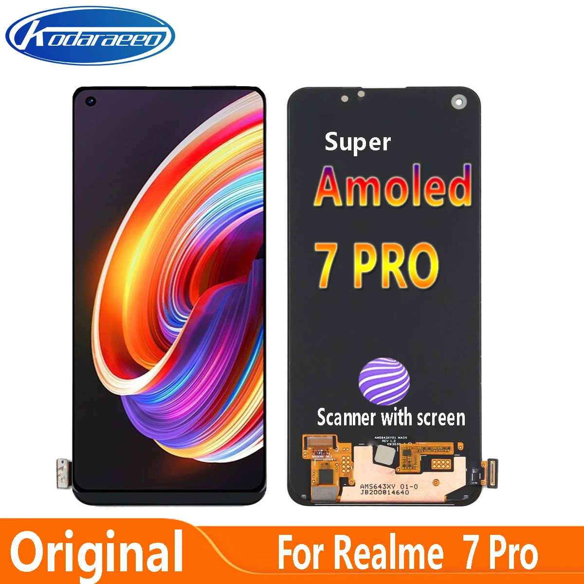 Pantalla de repuesto AMOLED Original, montaje de digitalizador t&aacute;ctil de 6,4 pulgadas para Realme 7 Pro, RMX2170-0