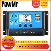 60a50a40a30a20a10a 12v 24v auto solar charge controller pwm controllers lcd dual usb 5v output solar panel pv regulator