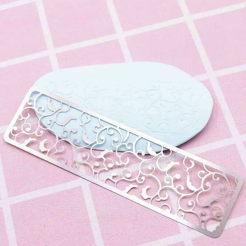 Polymer Clay Embossing Template Tool Texture Stamp Sheet Stainless Steel Hollow Individual Diy Stencil for Ceramic Pottery Craft