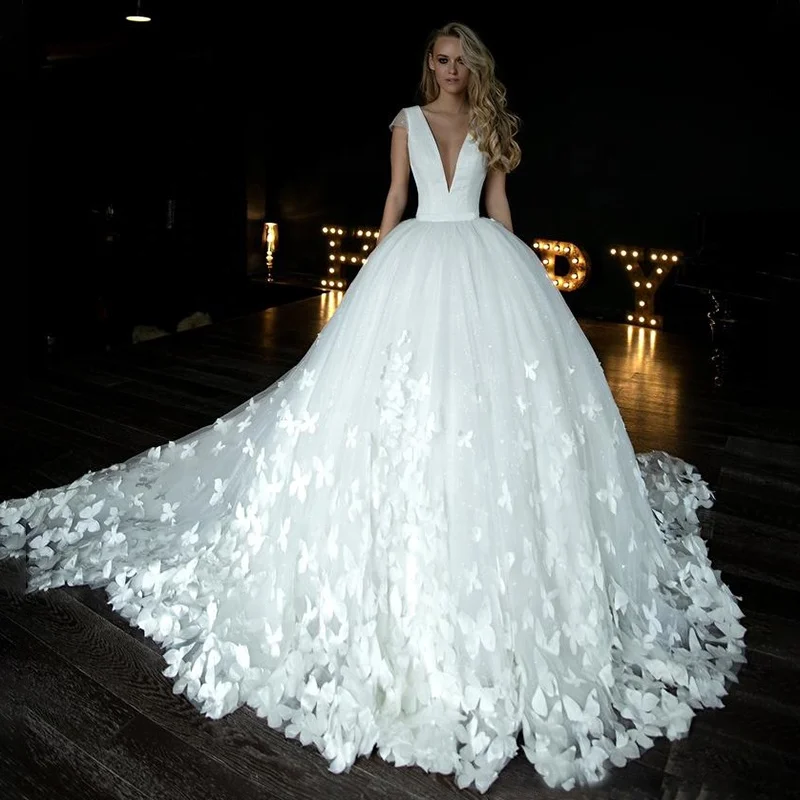 Новинка 2020 дизайнерское бальное платье с бабочкой свадебные платья Атласный топ