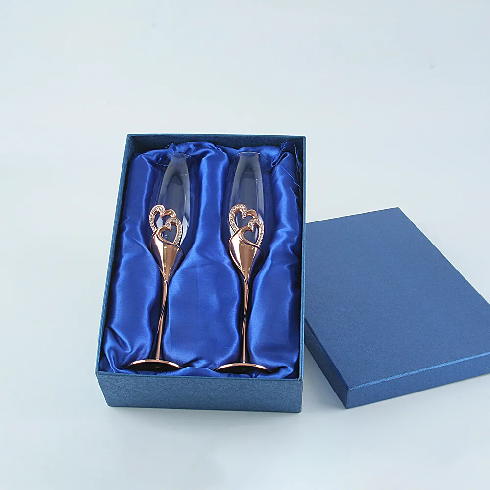 Gift-box Модные поджарочные Свадебные бокалы es хрустальные бокалы для шампанского для жениха и невесты бокалы для питья вина для влюбленных рождественские подарки - Цвет: Gift-box