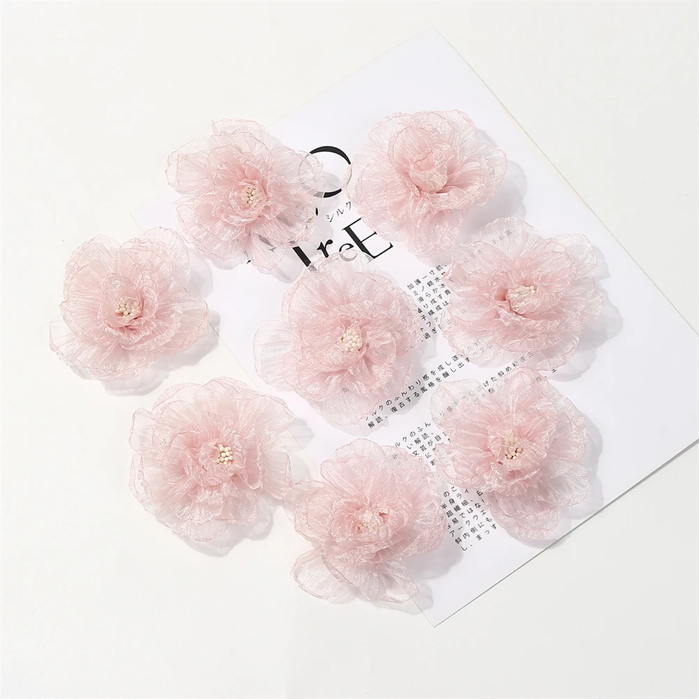 

5 шт., мини искусственные цветы из органзы для декора