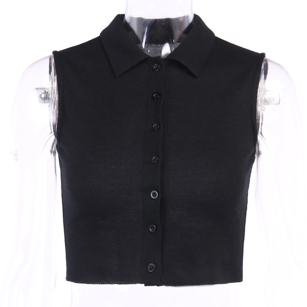 Женский сексуальный топ без рукавов с пуговицами летний однотонный для