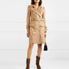 Женский двубортный тренч на пуговицах, облегающий двубортный тренчкот с металлическими пуговицами в виде льва, Осень-зима 2022