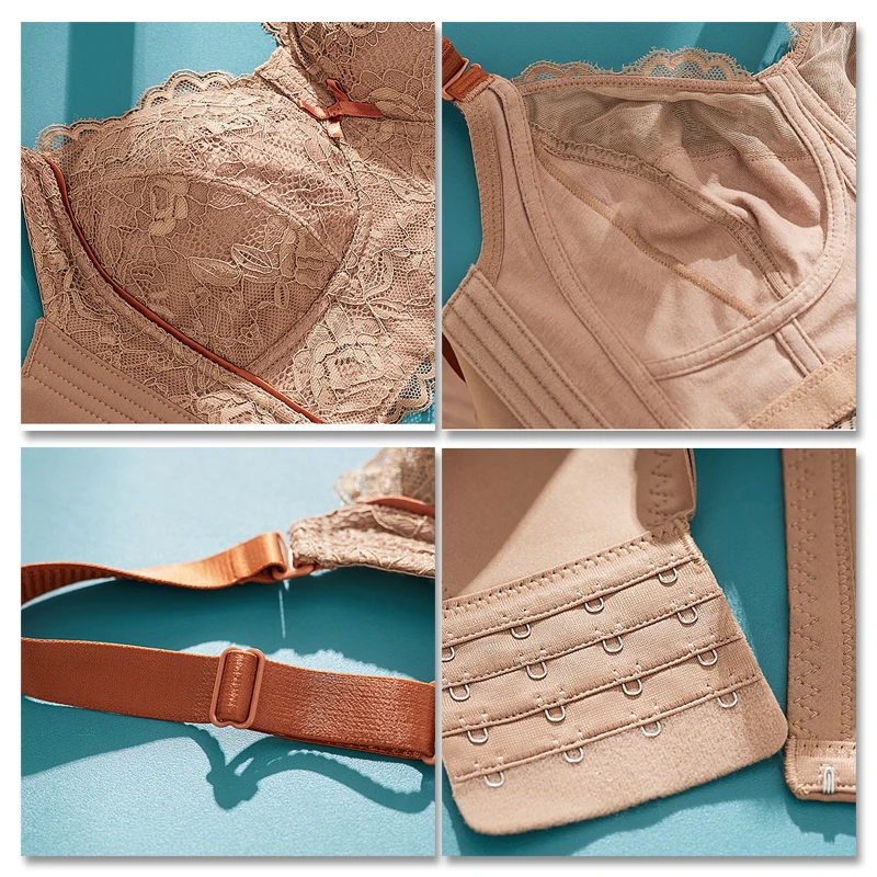 Women Full Coverage Wire Free Non-Foam Lace Bra 34 36 38 40 42 B C D E F