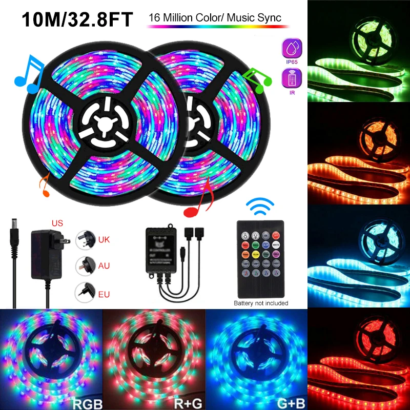 RGB Светодиодная лента SMD3528 для музыкальной синхронизации лампа полоса диаметром 5