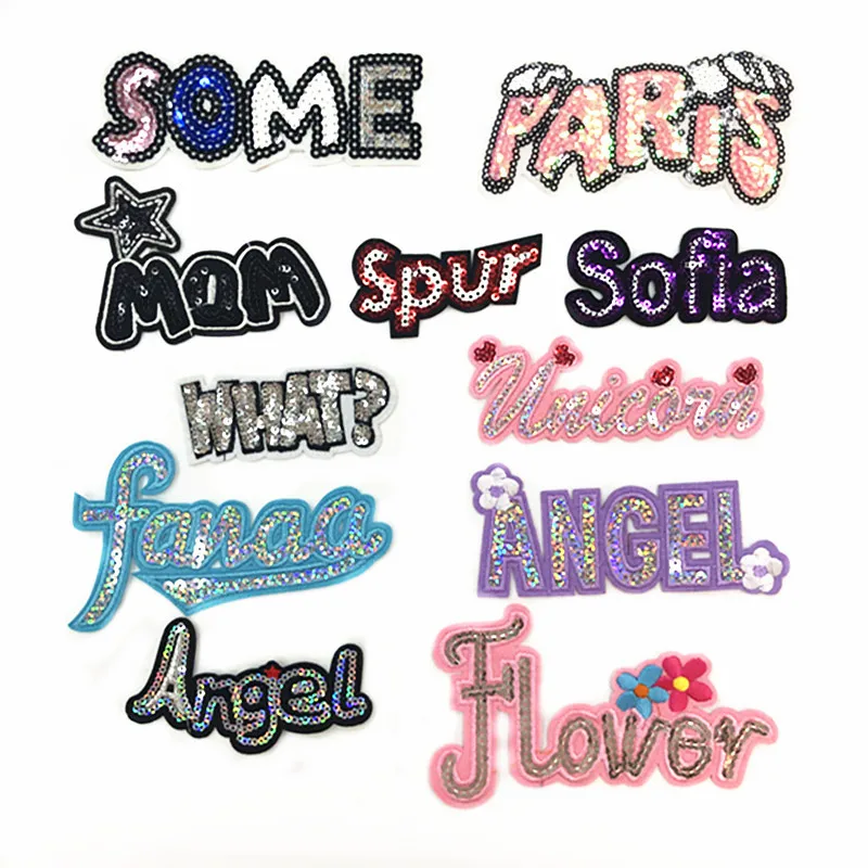 

50pcs/lot Embroidery Patches Letters Clothing Decoration Accessories Diy Iron Heat Transfer Applique Patches for Clothing