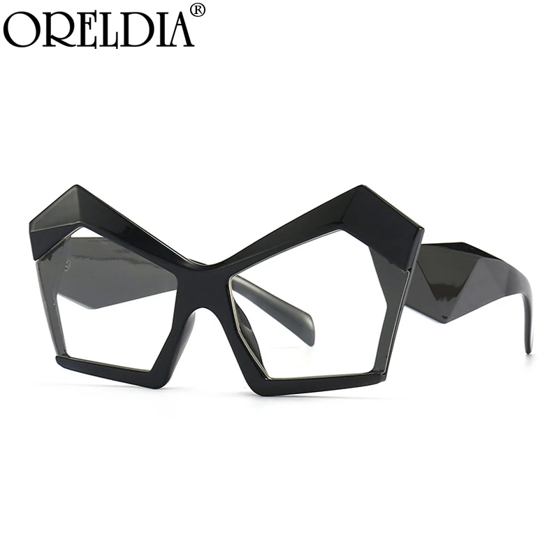 

Fashion Irregular Glasses Frame New Women Men Oversized Cat Eye Frame Flat Glasses Female Glasses Can Wear Myopia Glasses UV400