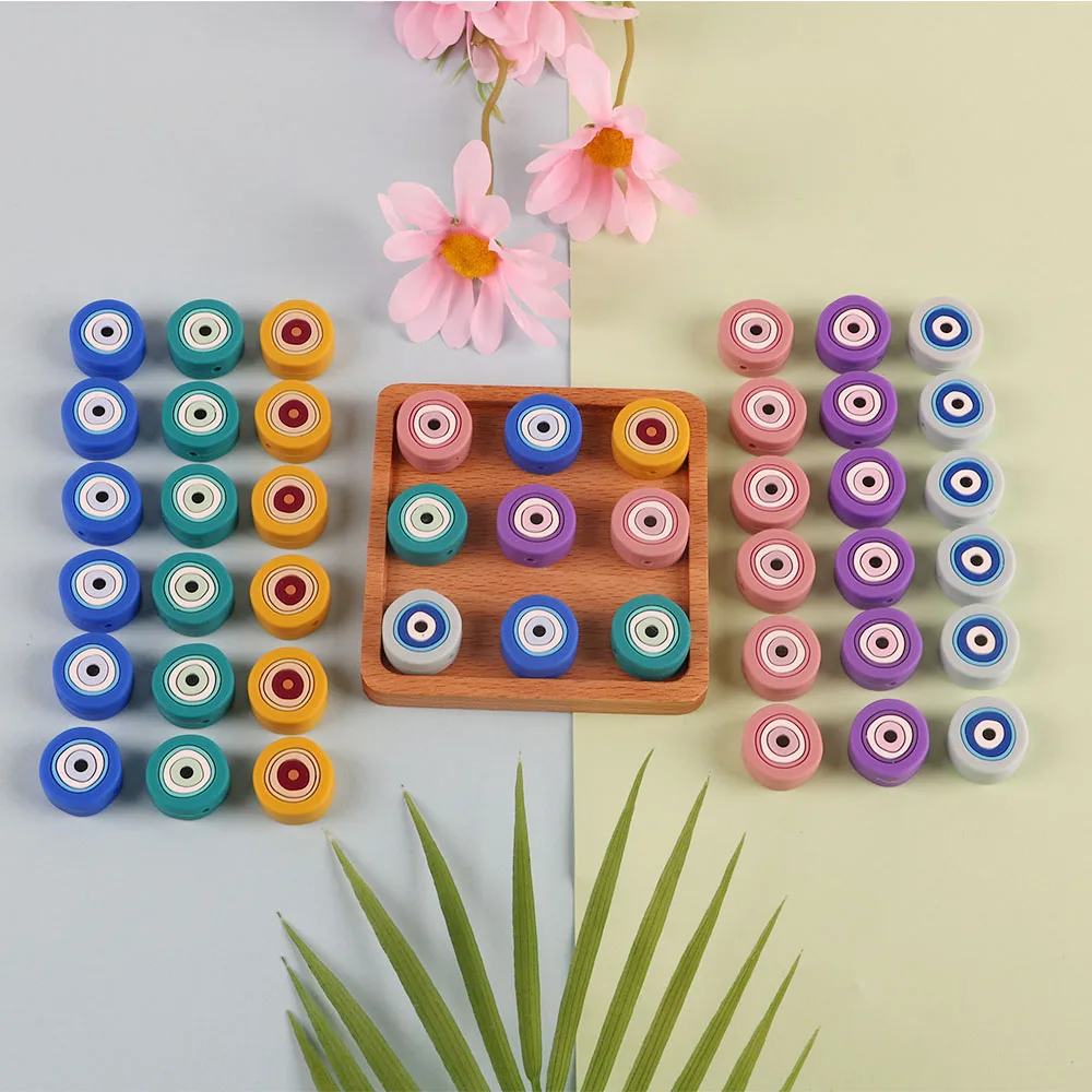 

Sunrony 50/100pcs Angel Eyes Silicone Beads Food Grade Teether Safety BPA Free DIY Pacifier Chain Accessories Baby Teething Toys