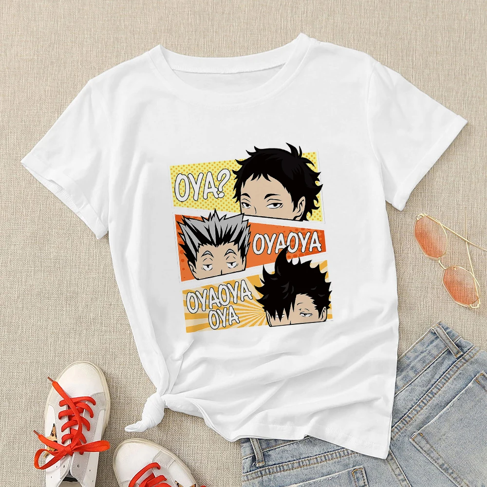 

Haikyuu футболка Базовая японская мода уличная одежда для женщин Harajuku Kuroo аниме Bokuto манга Shoyo унисекс Одежда Бесплатная доставка