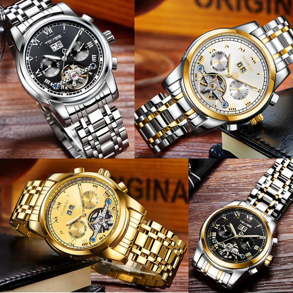 TEVISE, мужские часы, автоматические механические часы, мужские Tourbillon, водонепроницаемые часы со скелетом, мужские наручные часы, Relogio Masculino
