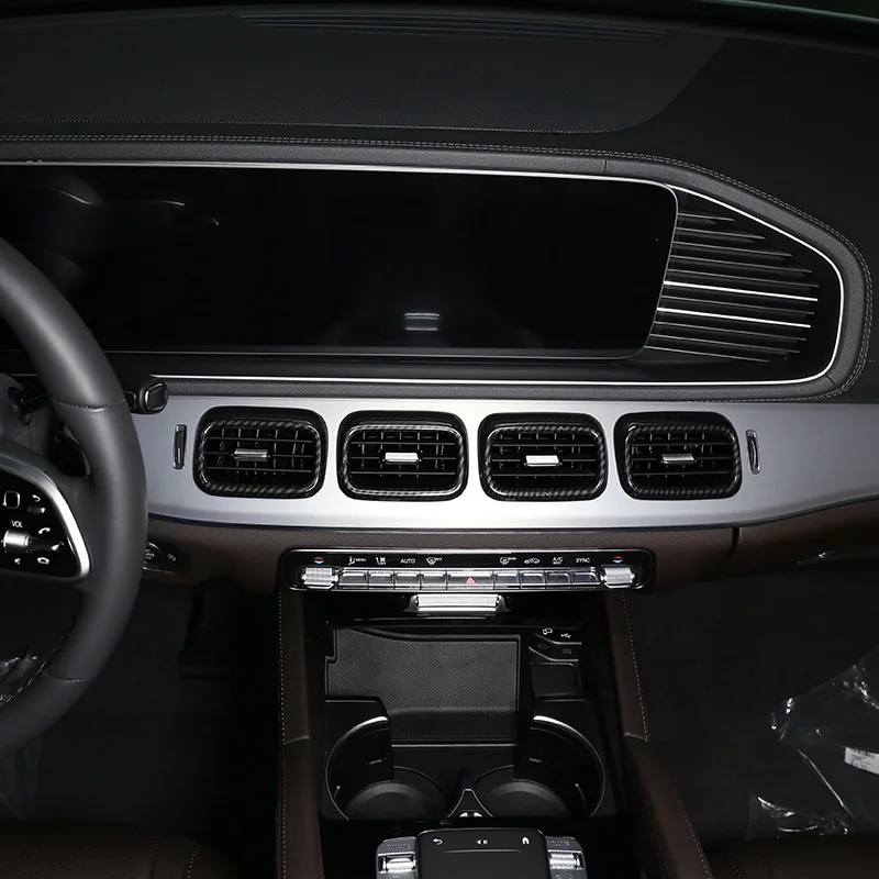 

For Mercedes Benz GLE GLS Class W167 X167 2019-2020 ABS Carbon Fiber/Black/Red Central Console Air Outlet Frame Trim Accessories