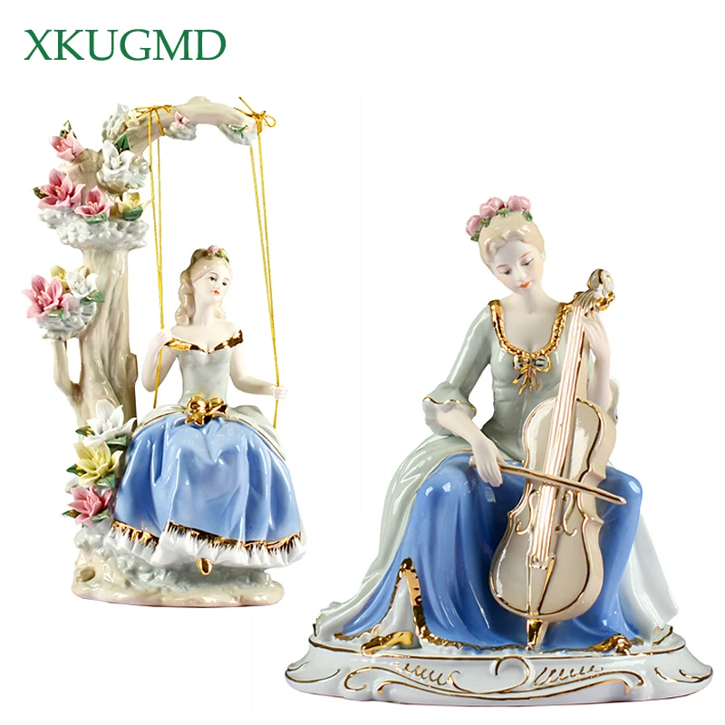 

Езда девушка керамические украшения окрашенные фигурки статуи западные женщины рабочего ремесла лошадь скульптура украшения дома аксессуары