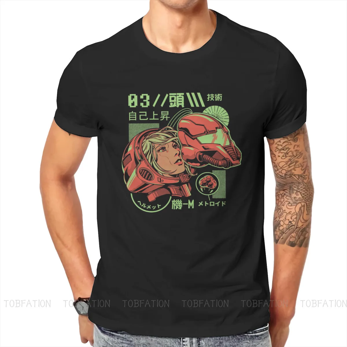 Креативная футболка Metroid Samus Aran Game для мужчин с круглым вырезом внутри шлема