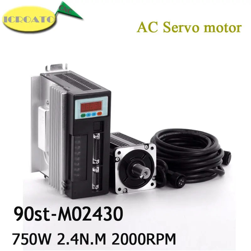 Серводвигатель переменного тока 220 в 750 Вт 90ST M02430 3000 об/мин 2 4 Н. М. 0.75KW сервомотор