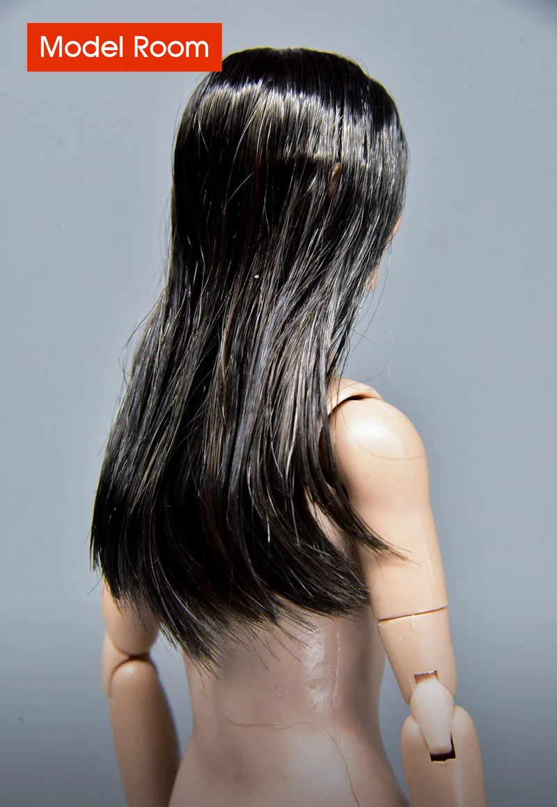 FX10 1/6 Angelababy голова Лепка черные длинные волосы азиатская женская резьба модель