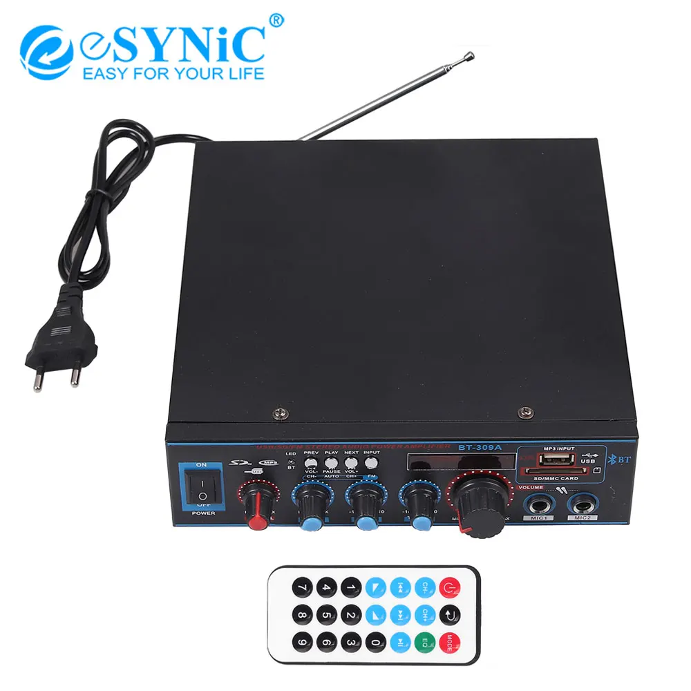 ESYNiC 800 вт HIFI цифровой Bluetooth стерео аудио усилитель FM SD 12 в/220 в радио микрофон для