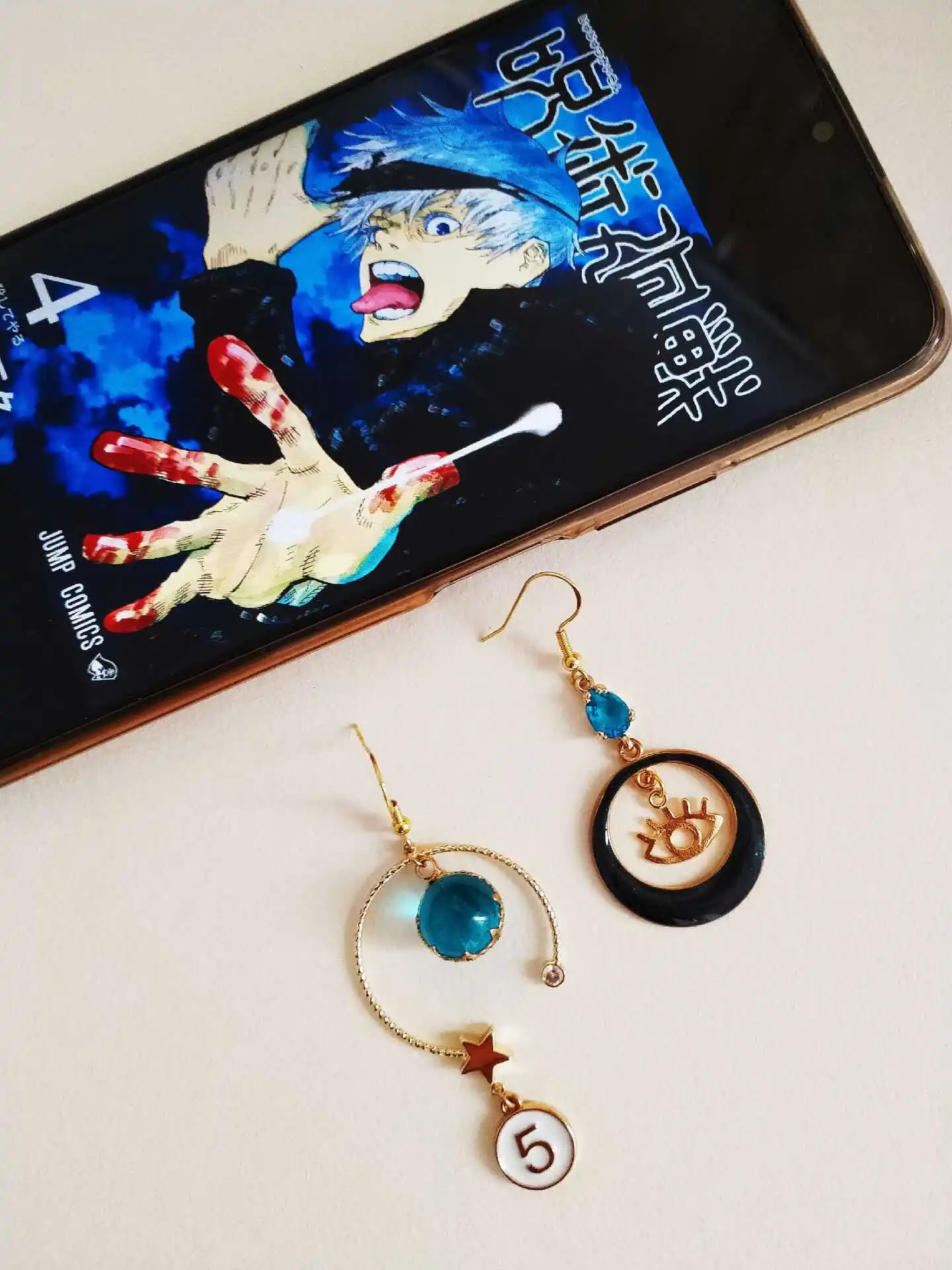 

Anime Jujutsu Kaisen Gojo Satoru Ear stud Men Women Earrings Ear Clips Take Photo Props Cosplay Xmas Gifts