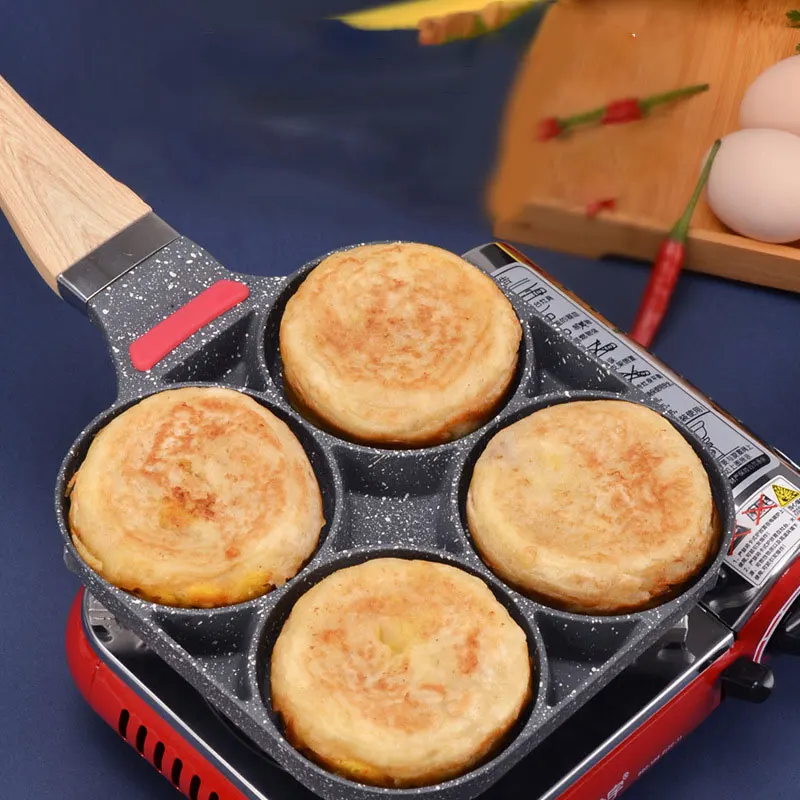 

4 Hole Fried Egg Burger Pan Fried Egg Pan Pancake Frying Pan Egg Cooker Gas Stove RH