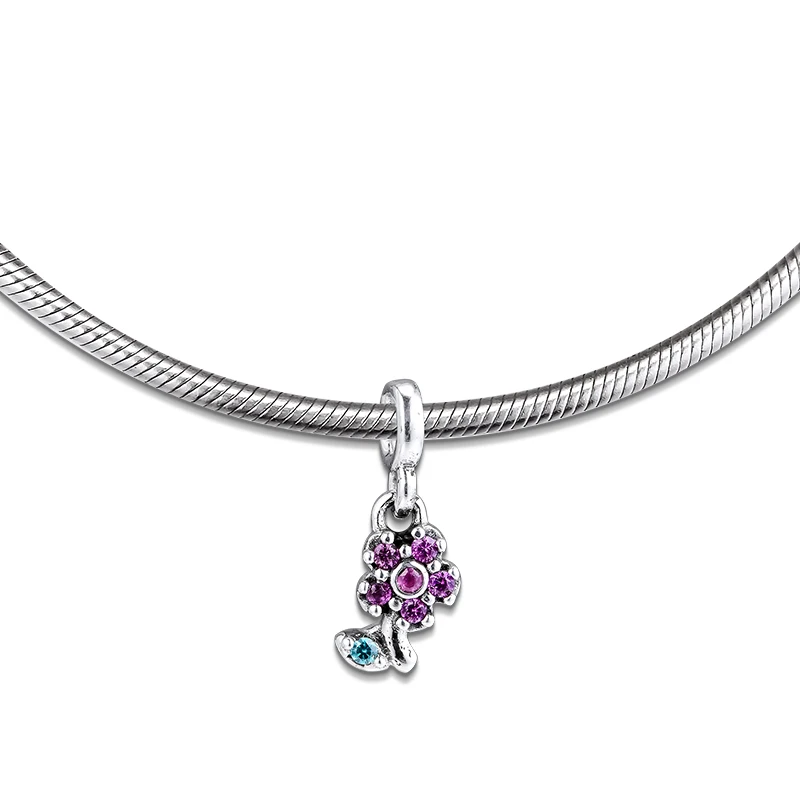 Подлинные серебряные бусины 925 пробы мой красивое платье для девочки с цветочным