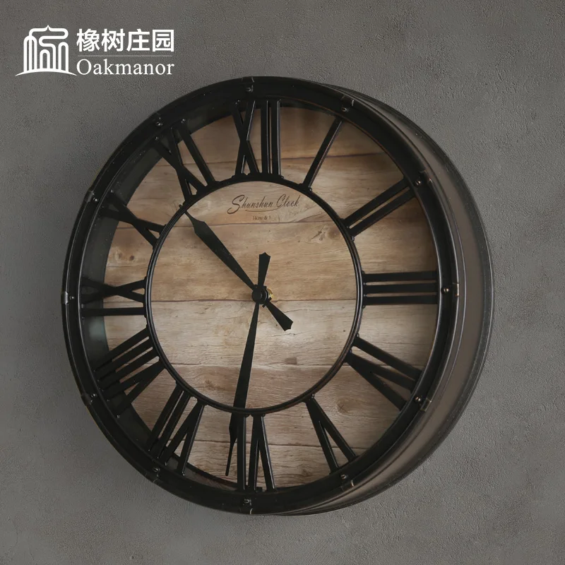 Настенные часы в винтажном стиле кварцевые бесшумные антикварные с римскими