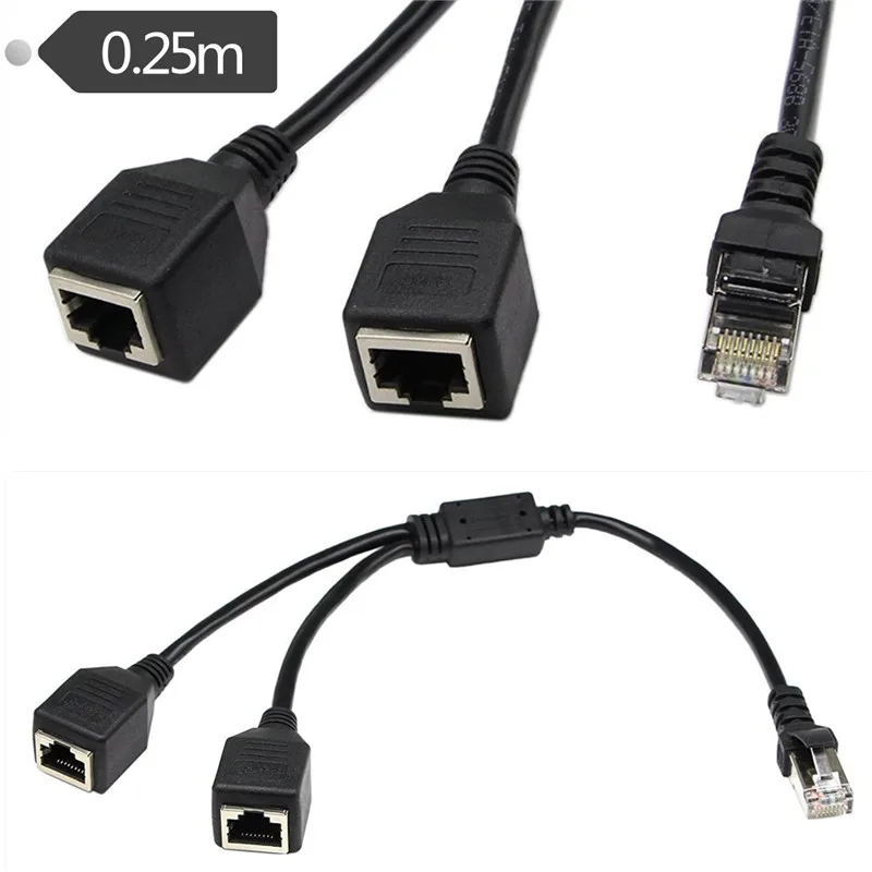 Cat5 RJ45 штекер к гнезду 1 в 2 разъем порт для сети Ethernet LAN сплиттер Y Кабель-адаптер 0 25