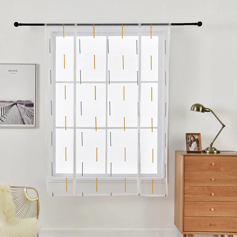 Вышитые короткие шторы дверь окно разделитель занавесок отвесный Тюль Cortina кухня