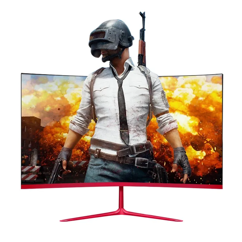 Computer monitor white black/red 24-inch curved surface HD HDMI LCD screen home office desktop narrow frame wide viewing angle | Компьютеры