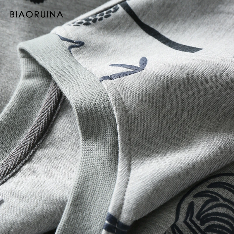 BIAORUINA, женское повседневное вязаное платье с вышитым лесным принтом, женское свободное удобное модное платье с круглым вырезом, Vestidos