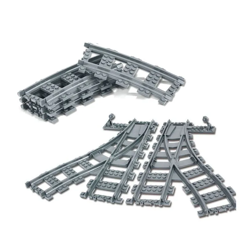 5 50 шт./лот городской поезд рельсы прямые изогнутые строительные блоки набор