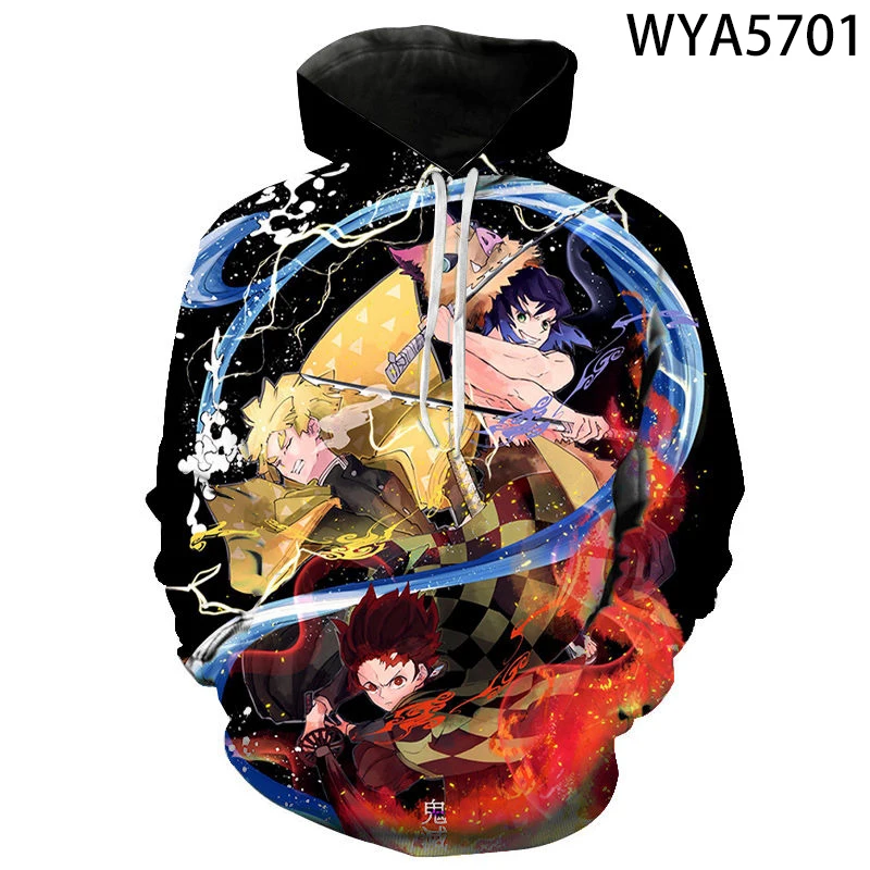 

Мужские, женские, детские модные толстовки Kimetsu No Yaiba, толстовки с 3D принтом рассекающих демонов, пуловер для мальчиков и девочек, Детская ули...