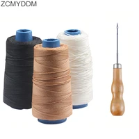 zcmyddm 300m nylon leather sewing waxed thread with wooden handle sewing awl for leather repair embroidery craft diy sewing tool