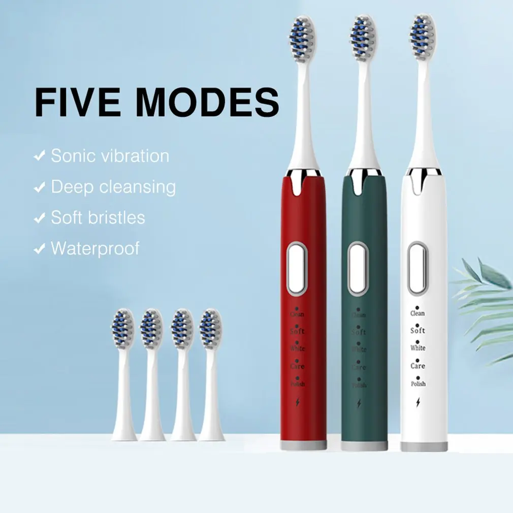 

Adult Electric Toothbrush USB Rechargeable Ultra Sonic Washable Relaxing Powerful 5 Speed Electric Toothbrush