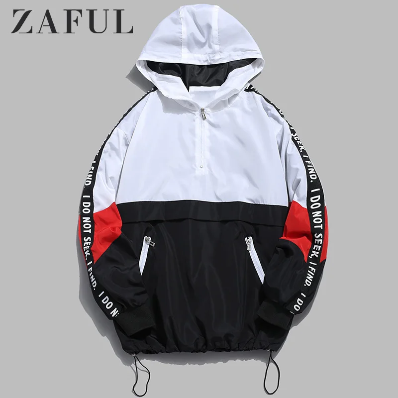 ZAFUL Мужская цветная Толстовка в полоску с надписью сбоку быстросохнущая