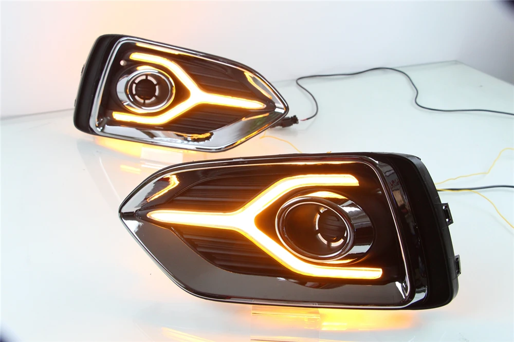 1 Пара для Hyundai Accent Solaris 2017 2018 2019 2020 Желтая функция поворотного сигнала 12В Автомобильная DRL LED Дневной светильник Противотуманный светильник включен.