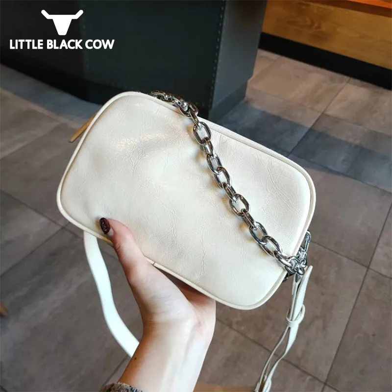 

Сумка женская из натуральной воловьей кожи с клапаном, белая, с цепочкой, 2021