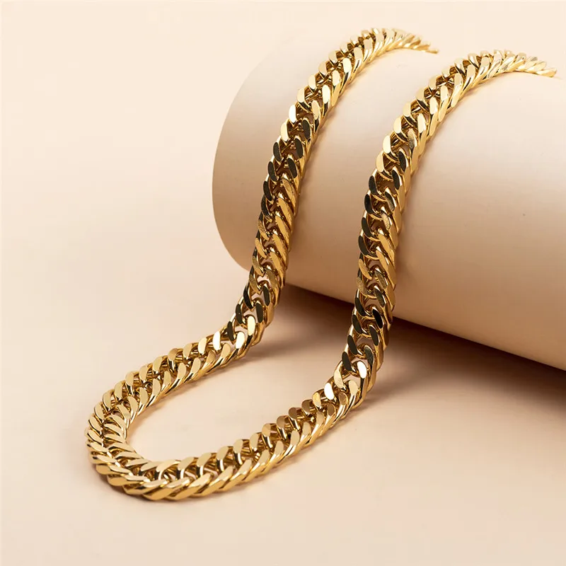 

Fashion Gold Color Cuban Link Chain Necklace Copper Mens Necklaces Choker Colar Jewelry Gifts