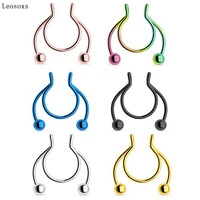 leosoxs hot sale 1pc stainless steel fake nose ring stud new nose clip medical nasal septum false nose ring piercing jewelry new