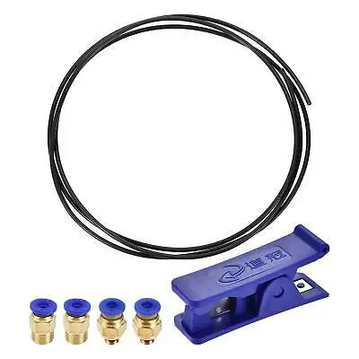 

PTFE Air Tubing Kit 4mm OD 2M Length Black with Tube Cutter and M6 M10 Fittings
