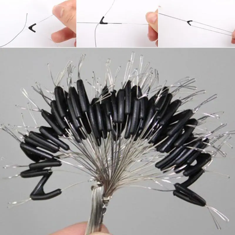 50 шт двойные крючки контактор устройства леска пространство V образным вырезом