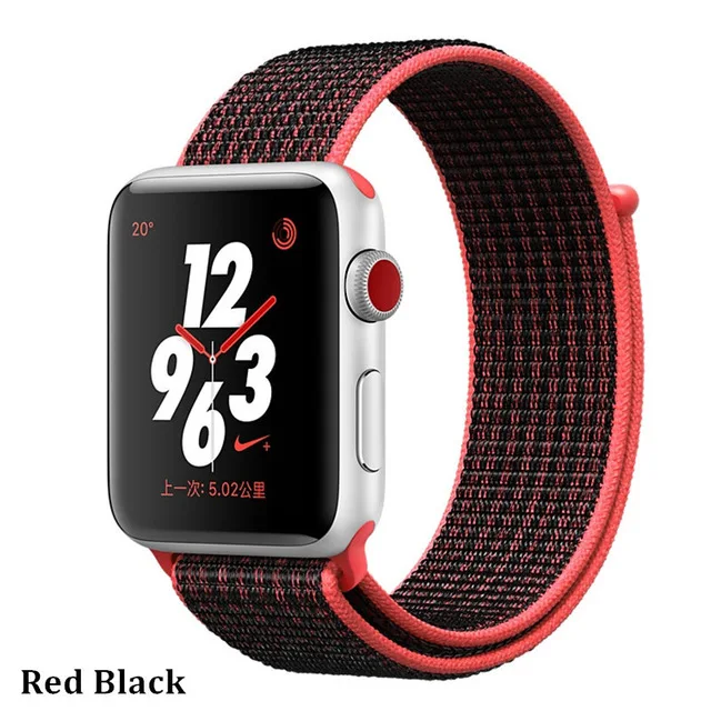 Последняя нейлоновый ремешок für apple watch группа 4 44 мм/40 мм, correa apple watch 3 42 мм/38 мм iwatch серии 4/3/2 bunte stecker чехол для телефона на руку - Цвет ремешка: red black